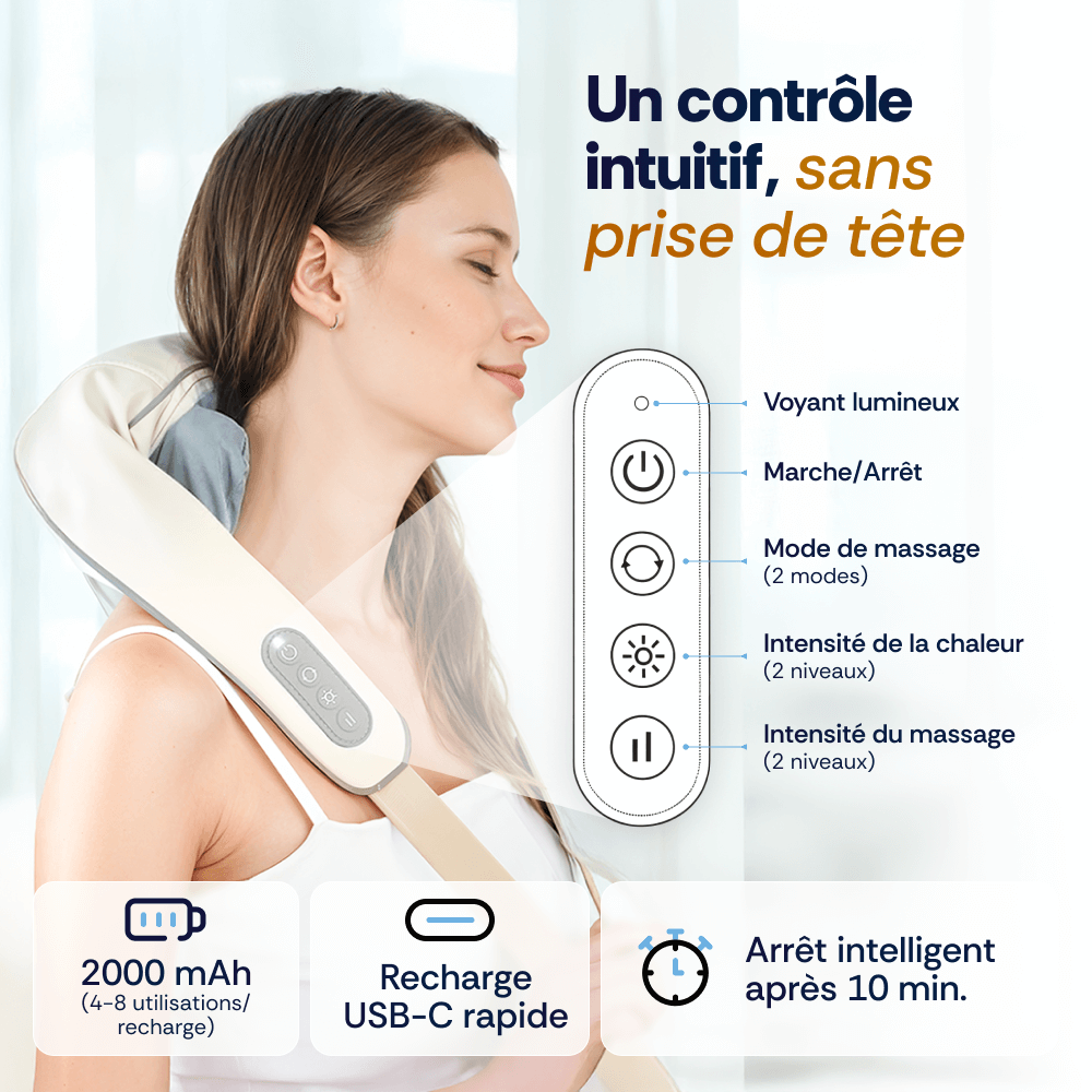 Masseur cervical shiatsu chauffant 6D Somnilys - Somnilys
