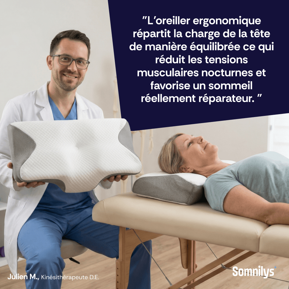 Oreiller ergonomique cervical à mémoire de forme Gen. 1