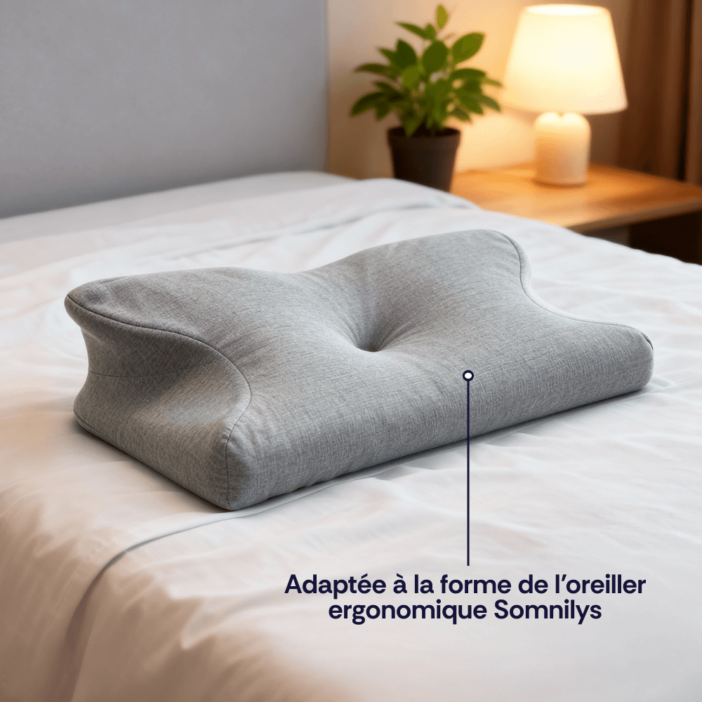 Oreiller Enfant Ergonomique Schlummerkids - Mousse Respirante, Soie Glacée, 46x26x7cm - 4