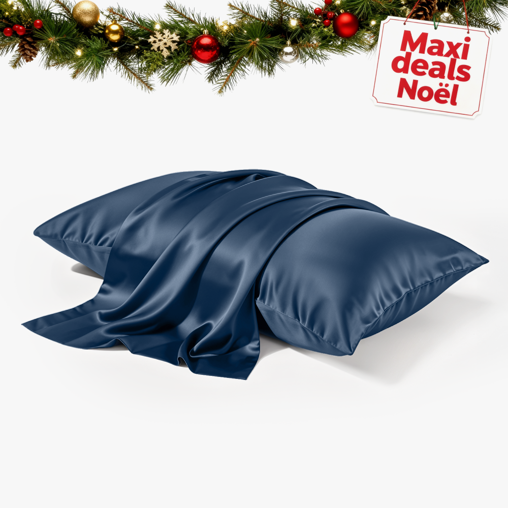 Taie D'Oreiller En Satin 50x67 Cm - Lot De 2, Hypoallergénique, Douce, Fermeture Envelope, Argent